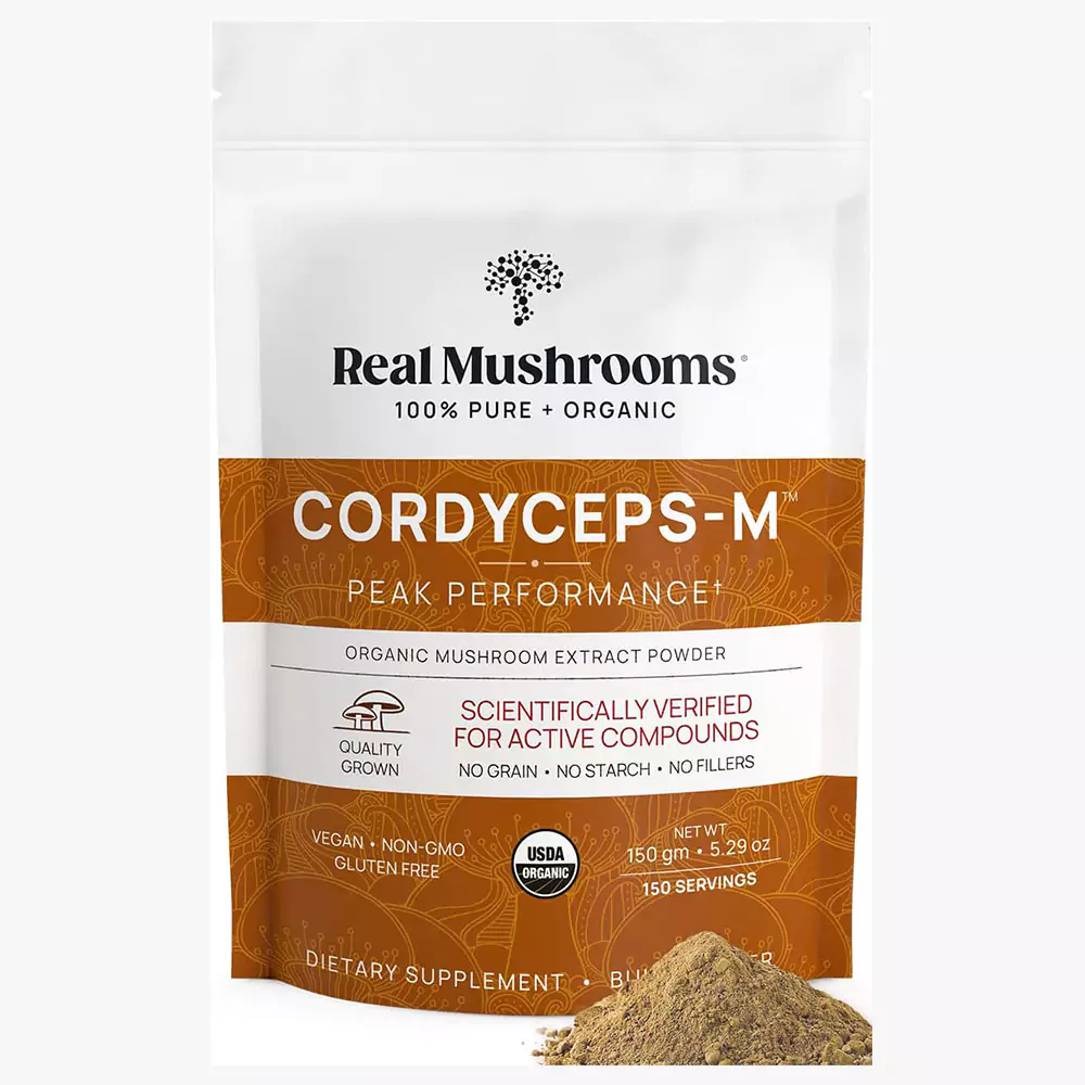 Real Mushrooms Cordyceps Powder - Performance Mushroom Extract Powder with Organic Cordyceps Militaris for Energy & Immune Support - Vegan Cordyceps Mushroom Supplement, Non-GMO, 150 Servings